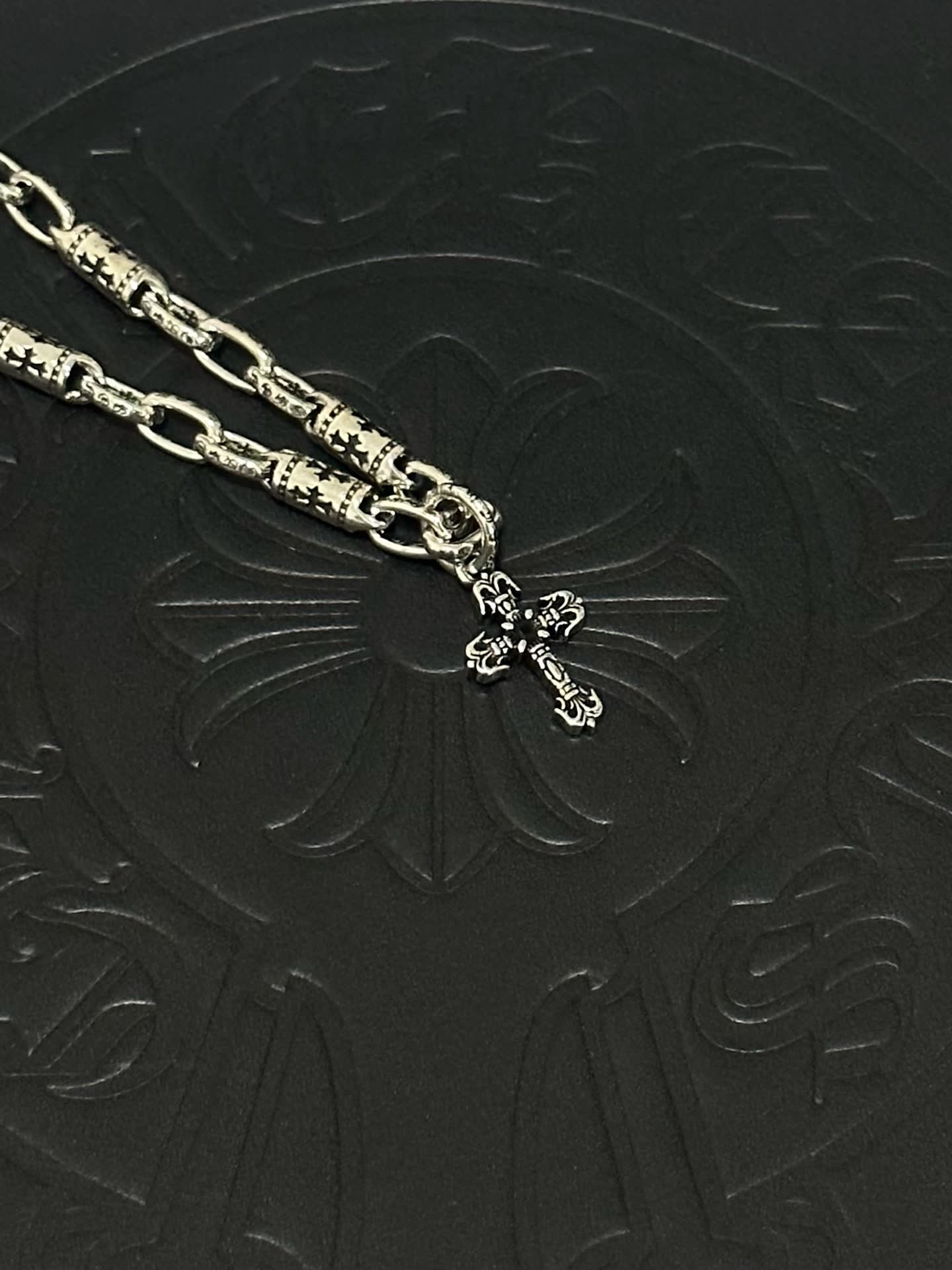 Chrome Hearts 925 Sterling Silver Cross Charm Bracelet